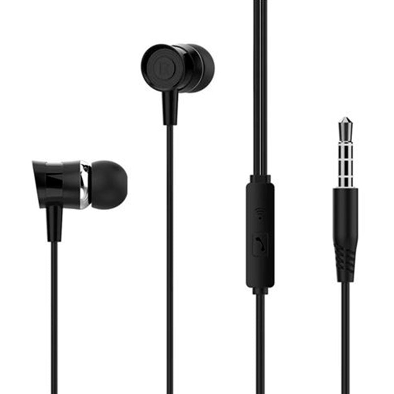 XO EP20 Auriculares Intrauditivos con Microfono - Controles en Cable - Conexion Jack 3.5mm - Cable de 1.20m, Color Negro