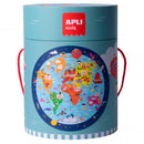 Apli Puzzle Circular del Mapamundi - Tamaño Ø50 cm - 48 Piezas - 2mm de Grosos