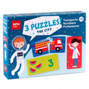 Apli Set de 3 Puzzles: Transporte, Profesiones y Numeros - 24 Piezas por Puzzle, 72 Piezas Total - Tamaño 7 x 7 cm