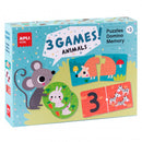 Apli Set de 3 juegos Animales: 1 Puzzle de 24 Piezas, 1 Domino de 36 Piezas y 1 Memory de 24 Piezas