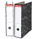 Esselte Archivador de Palanca - Carton - Cantoneras Metalicas - Lomo 75mm - Capacidad para 500 Hojas - Color Negro Jaspeado (20 unidades)