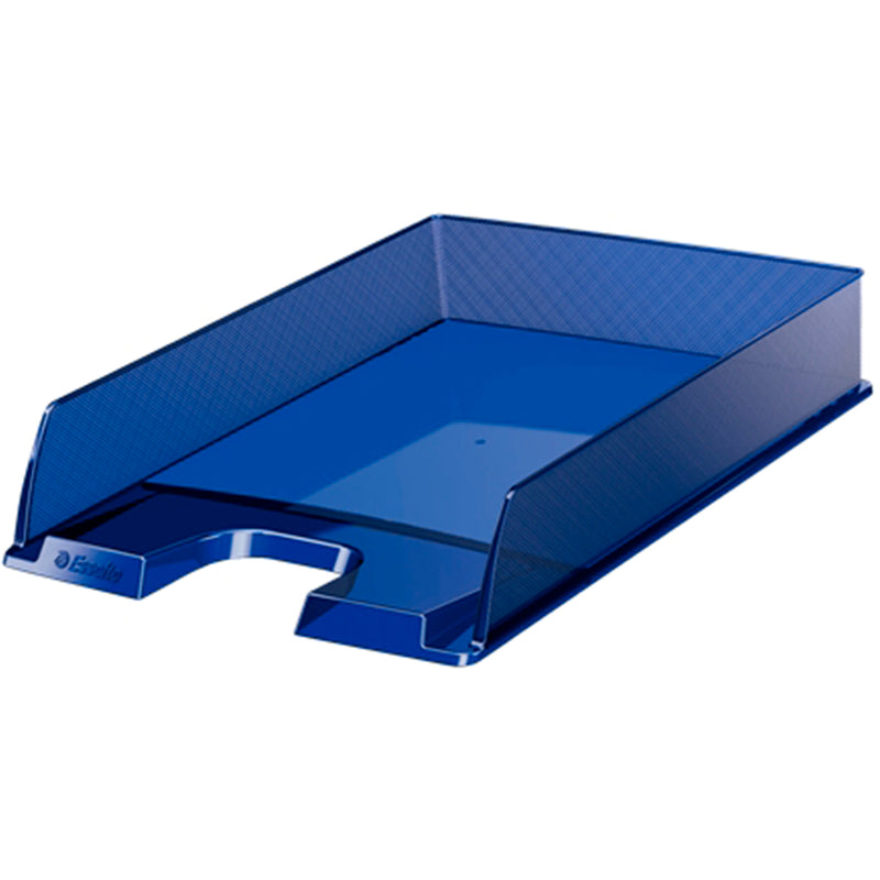 Esselte Europost Bandeja Portadocumentos - Plastico Transparente - Formato Vertical - A4 - Color Azul Marino Translucido (10 unidades)