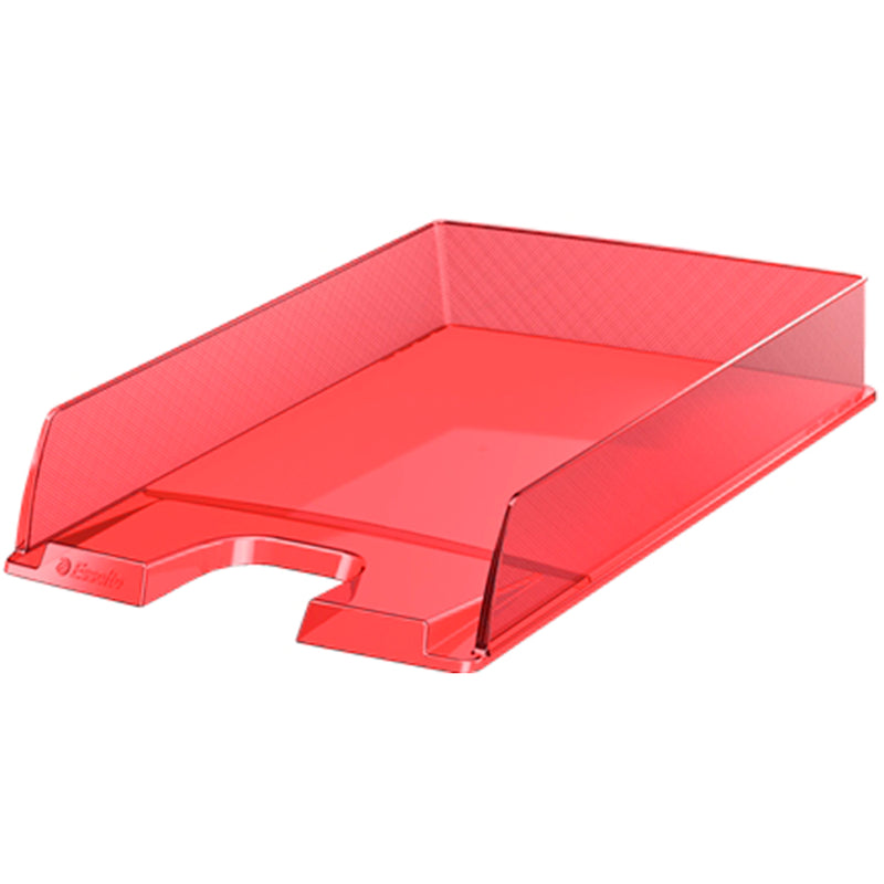 Esselte Europost Bandeja Portadocumentos - Plastico Transparente - Formato Vertical - A4 - Color Rojo (10 unidades)