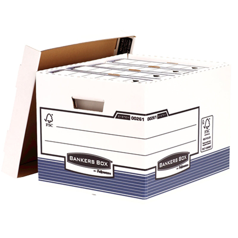 Fellowes Bankers Box Contenedor de Archivos - Montaje Automatico Fastfold - Carton Reciclado Certificacion FSC (10 unidades)