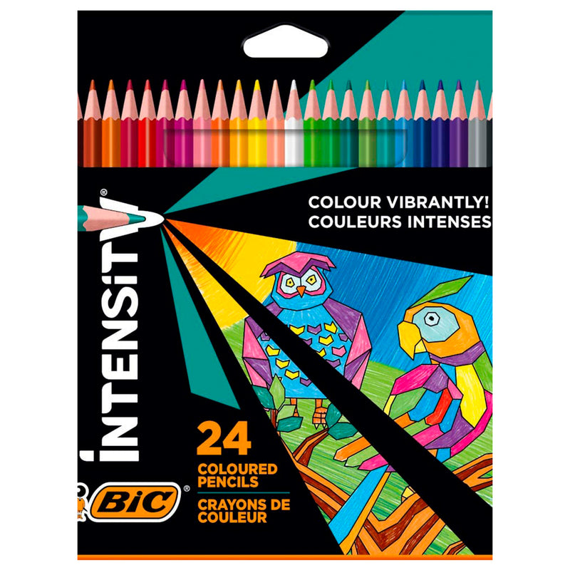 Bic Intensity Triangle Caja de 24 Lapices para Colorear Triangulares - Mina de 3.20mm - Fabricados sin Madera - Colores Surtidos