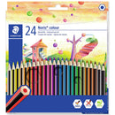 Staedtler Noris Colour 185 Pack de 24 Lapices Hexagonales de Colores - Fabricados en Wopex - Muy Resistentes - Madera de Fuentes Sostenibles - Colores Surtidos