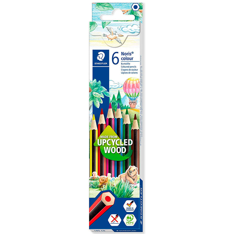 Staedtler Noris Colour 185 Pack de 6 Lapices Hexagonales de Colores - Resistencia a la Rotura - Material Wopex - Colores Surtidos