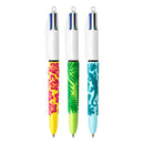 Bic 4 Colours Velours Boligrafo de Bola Retractil - Punta Media de 1.0 mm - Tinta con Base de Aceite - Diseño Jungla (12 unidades)