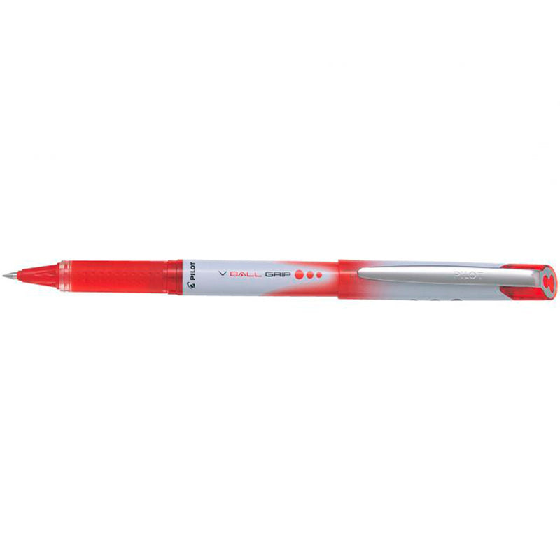 Pilot Boligrafo de Tinta Liquida V Ball Grip 05 - Punta de Bola Conica 0.5mm - Trazo 0.3mm - Grip de Goma - Color Rojo (12 unidades)