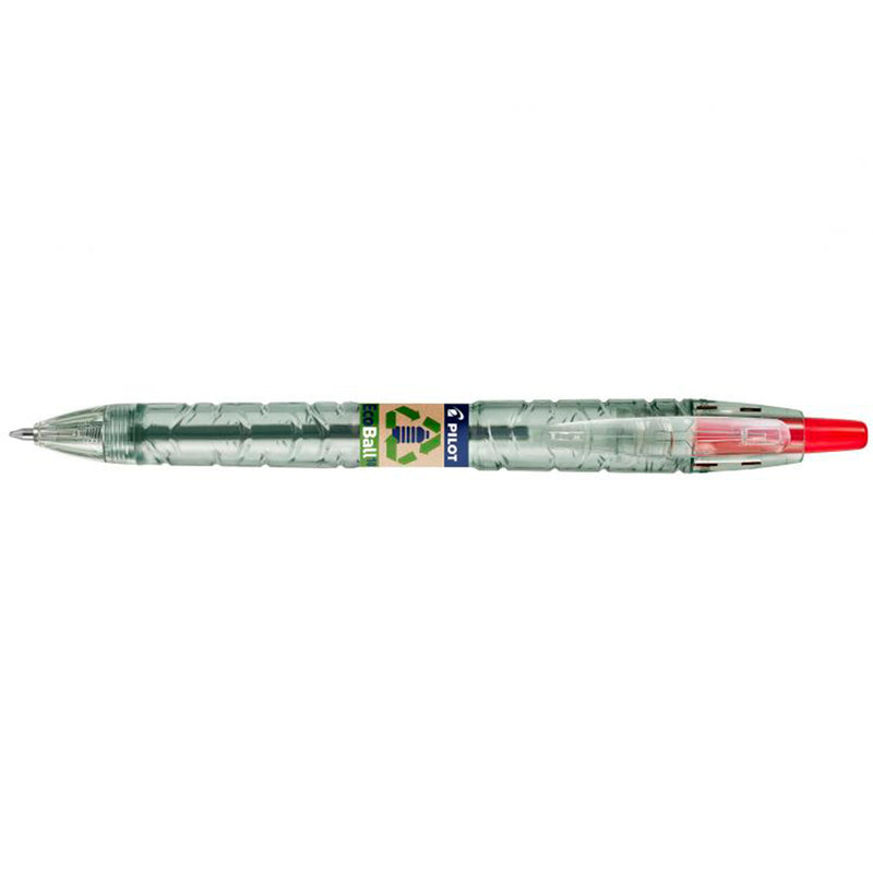 Pilot Boligrafo de Bola Retractil B2P Ecoball BeGreen - Punta Redonda 1mm - Trazo 0.27mm - 86,64% de Plastico Reciclado - Recargable - Color Rojo (10 unidades)