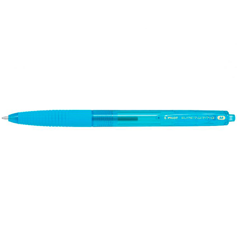 Pilot Boligrafo de Bola Retractil SuperGrip G - Punta Redonda 1.0mm - Trazo 0.4mm - Tinta de Aceite - Grip Ergonomico - Color Turquesa (12 unidades)