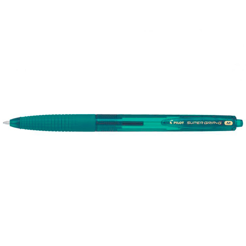 Pilot Boligrafo de Bola Retractil SuperGrip G - Punta Redonda 1.0mm - Trazo 0.4mm - Tinta de Aceite - Grip Ergonomico - Color Verde Bosque (12 unidades)