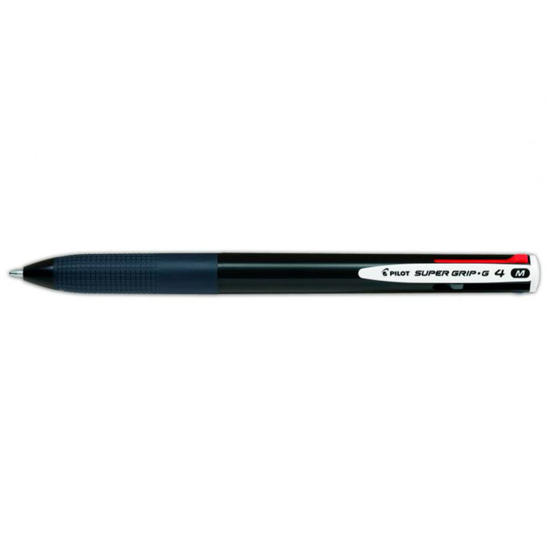 Pilot Boligrafo de Bola Retractil Super Grip G4 - 4 Colores - Punta 1.0mm - Trazo 0.27mm - Cuerpo Negro (12 unidades)