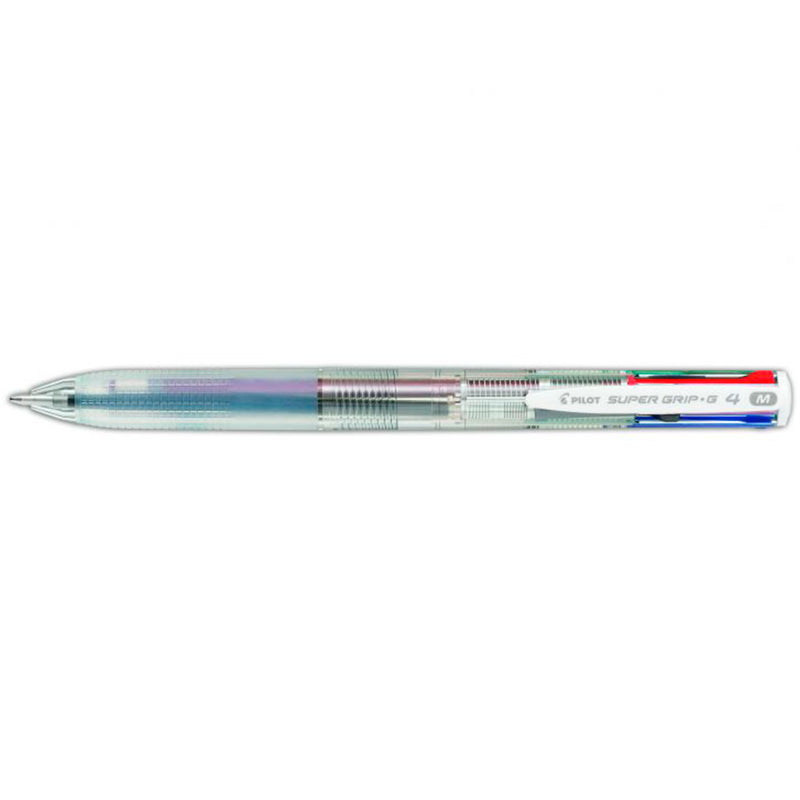 Pilot Boligrafo de Bola Retractil Super Grip G4 - 4 Colores - Punta 1.0mm - Trazo 0.27mm - Cuerpo Transparente (12 unidades)