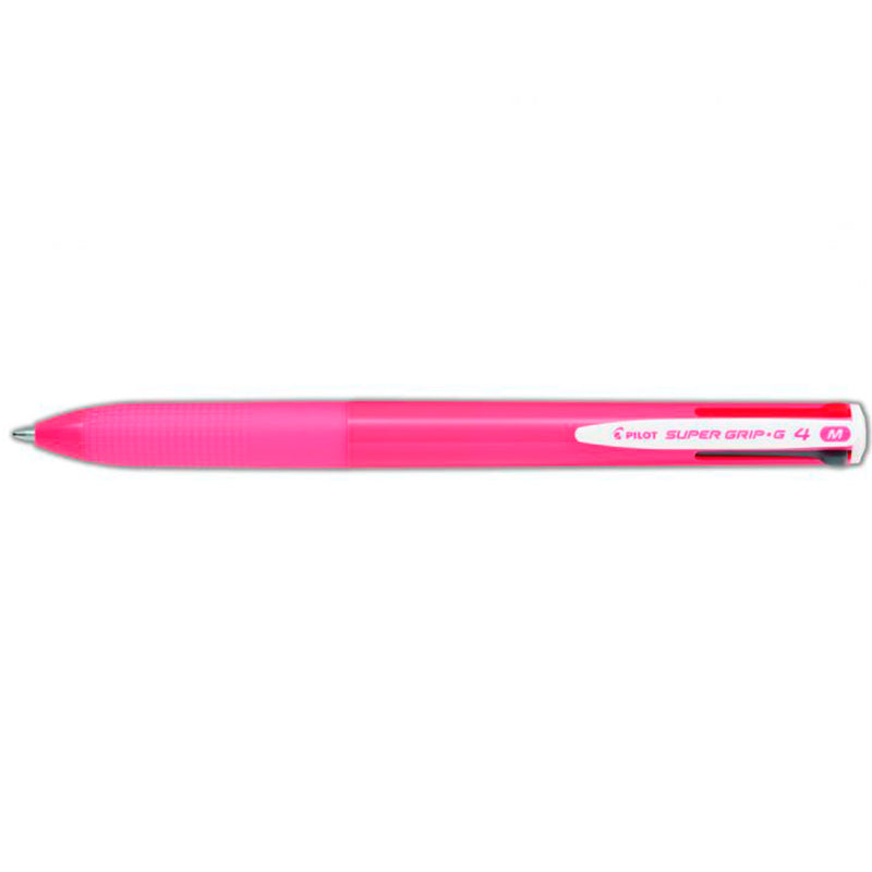 Pilot Boligrafo de Bola Retractil Super Grip G4 - 4 Colores - Punta 1.0mm - Trazo 0.27mm - Cuerpo Rosa (12 unidades)