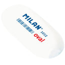 Milan 1012 Goma de Borrar Ovalada - Miga de Pan - Suave Caucho Sintetico - Color Blanco (12 unidades)