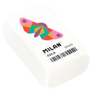 Milan 424A Goma de Borrar Rectangular - Miga de Pan - Caucho Sintetico - Color Blanco - Dibujos Geometricos de Animales Surtidos (24 unidades)