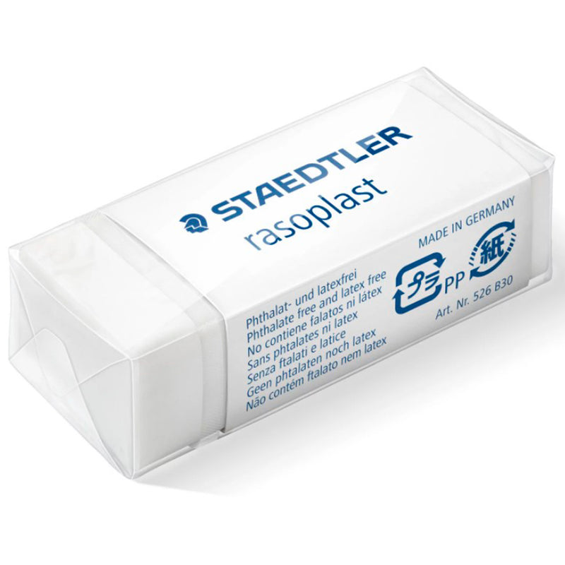 Staedtler Rasoplast 526 B30 Goma de Borrar - Borrado de Alta Calidad - Minimos Residuos - Color Blanco (30 unidades)