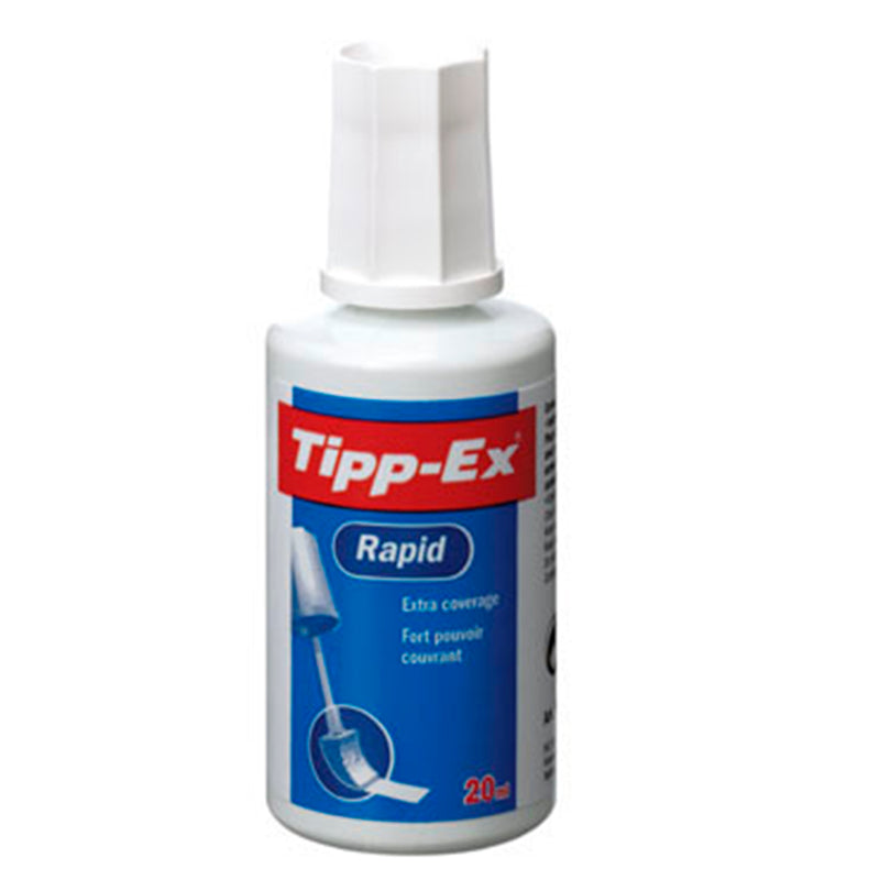 Tipp-Ex Rapid Liquido Corrector 20ml - Formula de Secado Rapido - Aplicador de Espuma (10 unidades)