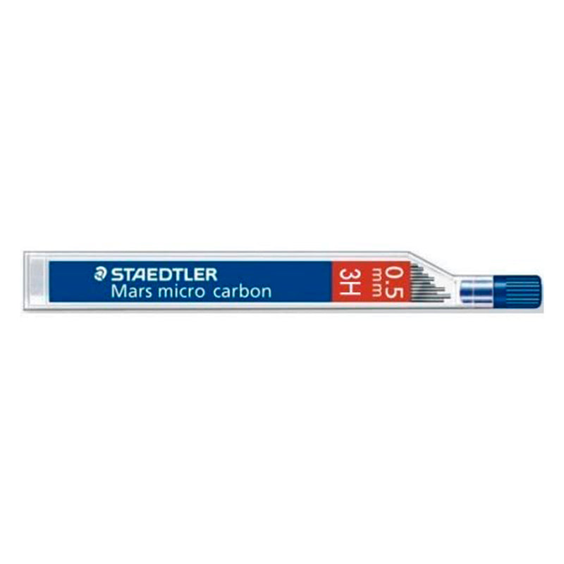 Staedtler Mars Micro Carbon 250 Tubo de 12 Minas de Grafito - Dureza 3H - Trazo 0.5mm - Alta Resistencia (12 unidades)