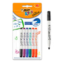 Bic Kids Mini Velleda Pack de 6 Rotuladores para Pizarra - Punta Bloqueada - Tinta con Base de Alcohol - Borrado Optimo - Colores Surtidos
