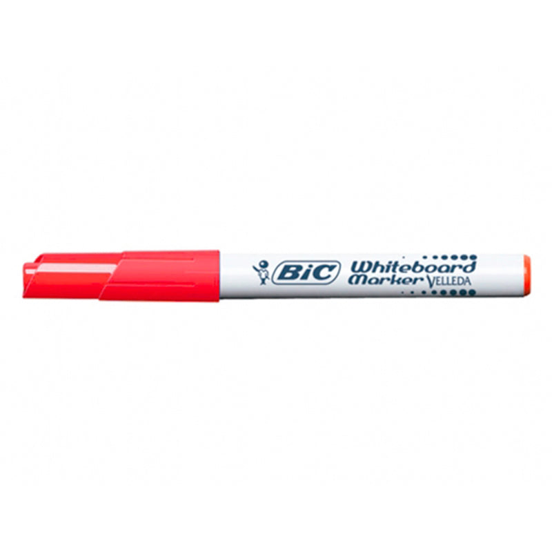 Bic Velleda 1741 Marcador para Pizarra - Punta de 4.5 mm - Trazo 1.4mm - Tinta con Base de Acetona - Borrado Optimo - Larga Duracion - Color Rojo (12 unidades)