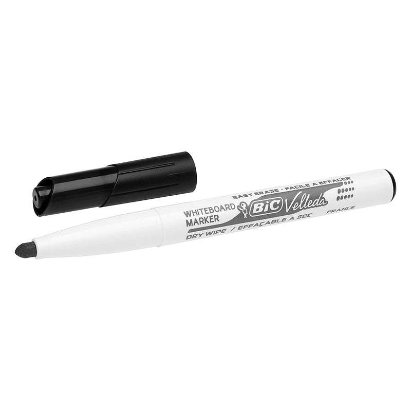 Bic Velleda 1741 Marcador para Pizarra - Punta de 4.5 mm - Trazo 1.4mm - Tinta con Base de Acetona - Borrado Optimo - Larga Duracion - Color Negro (12 unidades)