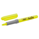 Bic Highlighter Grip Marcador Fluorescente - Tinta con Base de Agua - Punta Biselada - Trazo entre 1.60 y 3.30 mm - Color Amarillo (12 unidades)