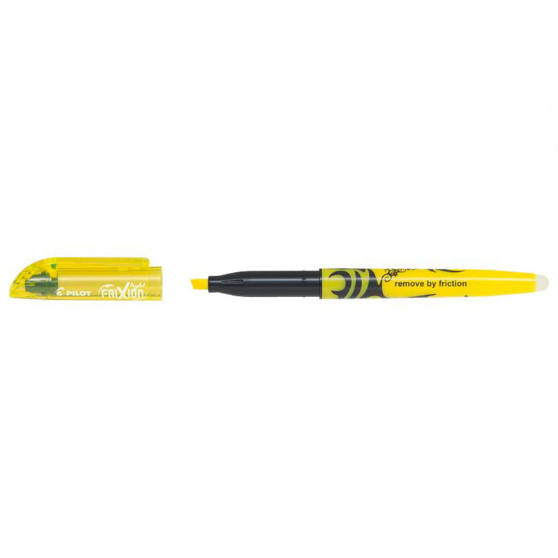 Pilot Rotulador fluorescente borrable Frixion Light - Punta de fibra biselada - Trazo de 1mm / 3.5mm - Color Amarillo (12 unidades)