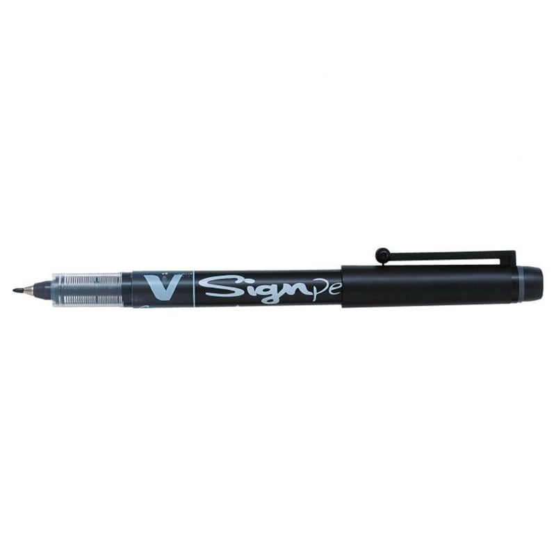 Pilot Rotulador de Punta Fina V-Sign Pen - Punta Fina de 2mm - Trazo de 0.6mm - Color Negro (12 unidades)