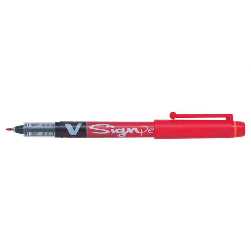 Pilot Rotulador de Punta Fina V-Sign Pen - Punta Fina de 2mm - Trazo de 0.6mm - Color Rojo (12 unidades)