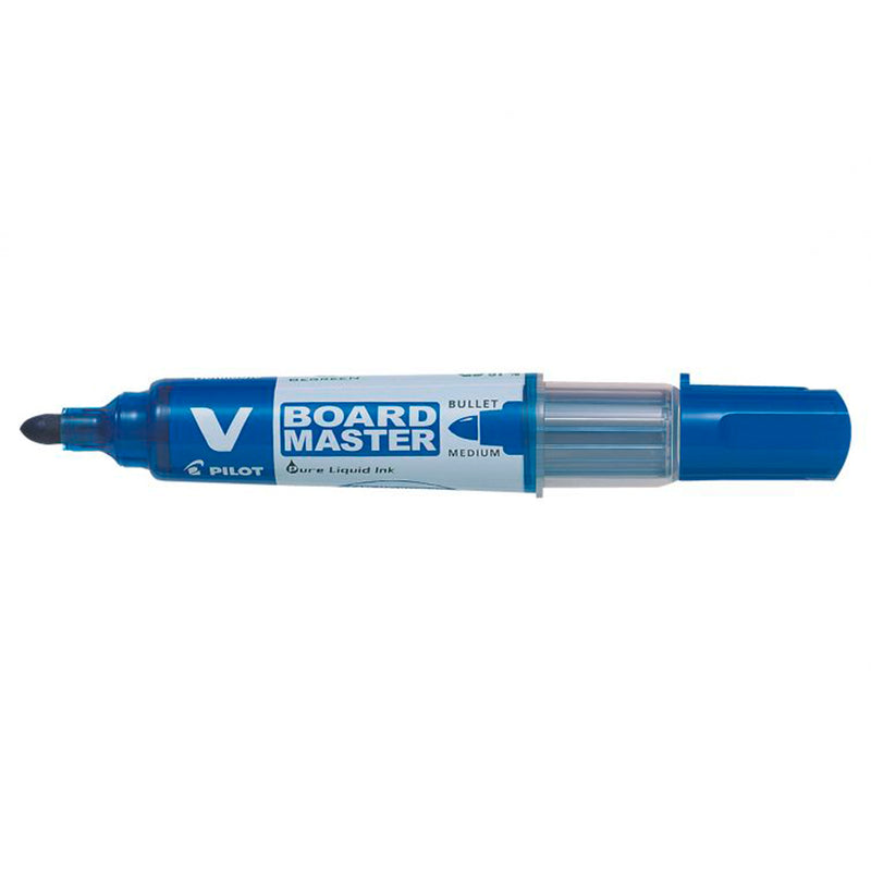 Pilot V-Board Master Begreen Rotulador para Pizarra Blanca - Punta Redonda 6mm - Trazo 2.3mm - 91% Plastico Reciclado - Recargable - Color Azul (10 unidades)