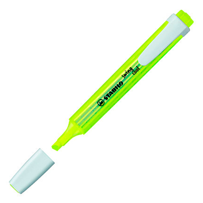 Stabilo Swing Cool Marcador Fluorescente - Cuerpo Plano - Punta Biselada - Trazo entre 1 y 4mm - Tinta con Base de Agua - Antisecado - Color Amarillo Fluorescente (10 unidades)