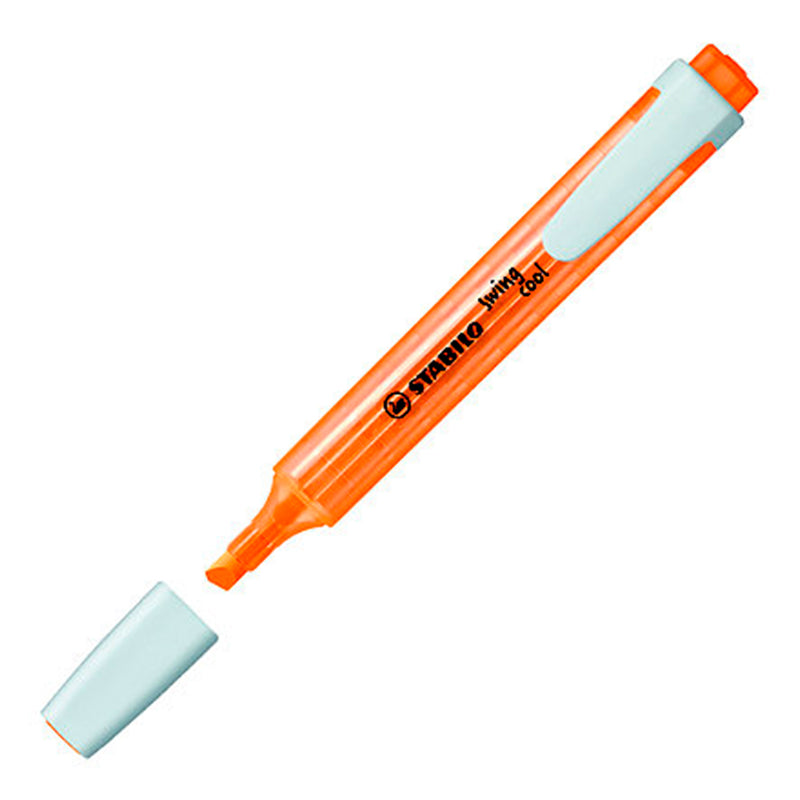 Stabilo Swing Cool Marcador Fluorescente - Cuerpo Plano - Punta Biselada - Trazo entre 1 y 4mm - Tinta con Base de Agua - Antisecado - Color Naranja (10 unidades)