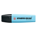 Stabilo Boss 70 Pastel Marcador Fluorescente - Trazo entre 2 y 5mm - Recargable - Tinta con Base de Agua - Color Azul Ventoso (10 unidades)