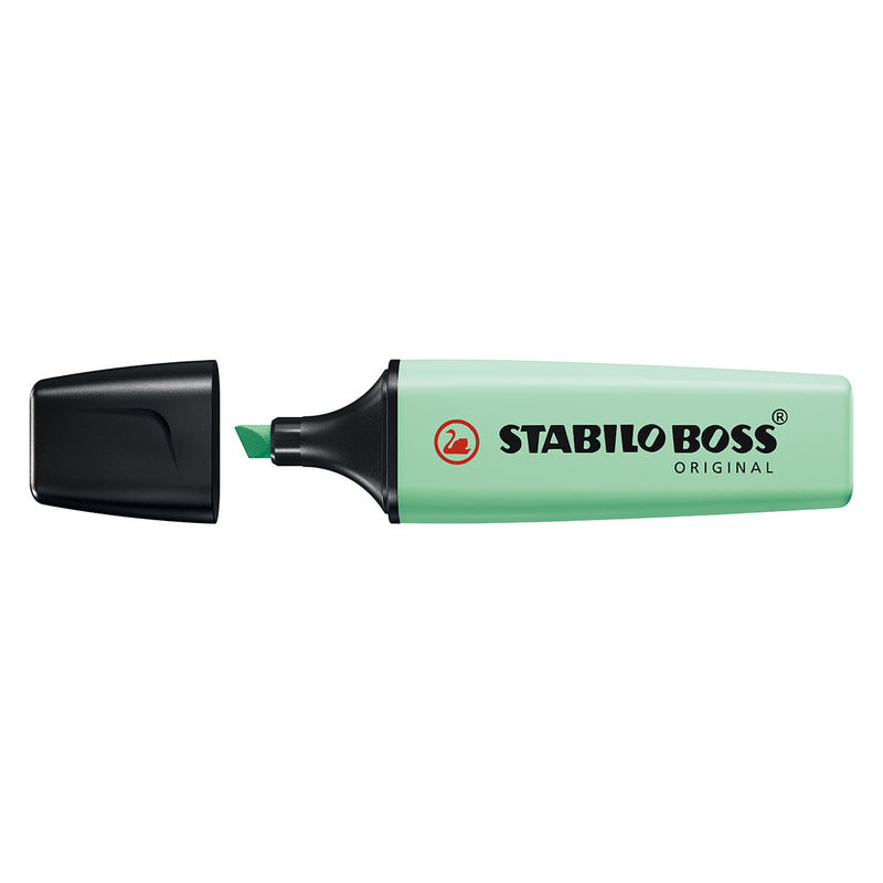 Stabilo Boss 70 Pastel Rotulador Marcador Fluorescente - Trazo entre 2 y 5mm - Recargable - Tinta con Base de Agua - Color Pizca de Menta (10 unidades)