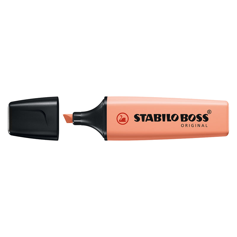 Stabilo Boss 70 Pastel Rotulador Marcador Fluorescente - Trazo entre 2 y 5mm - Recargable - Tinta con Base de Agua - Color Melocoton Sedoso (Pack de 10 unidades)