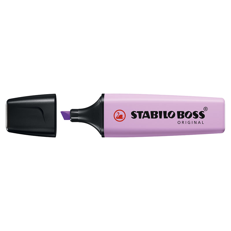 Stabilo Boss 70 Pastel Rotulador Marcador Fluorescente - Trazo entre 2 y 5mm - Recargable - Tinta con Base de Agua - Color Brisa Violeta (10 unidades)