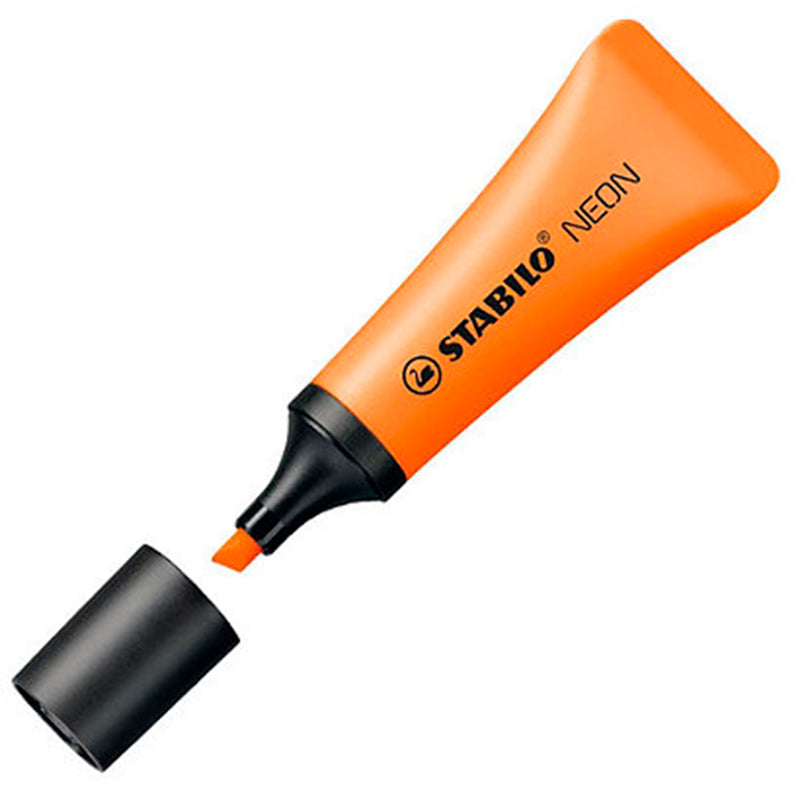 Stabilo Neon 72 Marcador Fluorescente - Trazo entre 2 y 5mm - Tinta con Base de Agua - Cuerpo en Forma de Tubo - Color Naranja (Pack de 10 unidades)