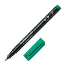 Staedtler Lumocolor 318 Rotulador Permanente - Punta Fina Redonda - Trazo 0.6mm - Capuchon con Clip - Secado Rapido - Color Verde (10 unidades)