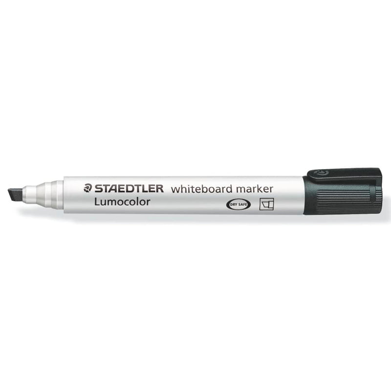 Staedtler Lumocolor 351 Marcador para Pizarra Blanca - Punta Biselada 2 - 5mm Aprox - Secado Rapido - Color Negro (10 unidades)