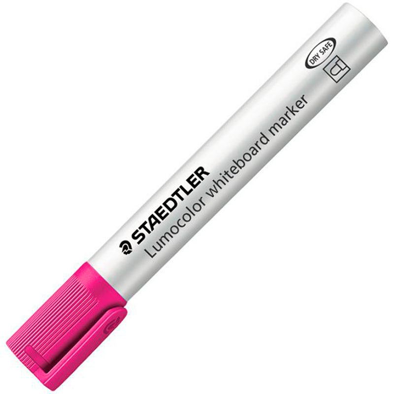 Staedtler Lumocolor 351 Rotulador para Pizarra - Punta Redonda - Trazo 2mm - Capuchon con Clip - Color Rosa (10 unidades)