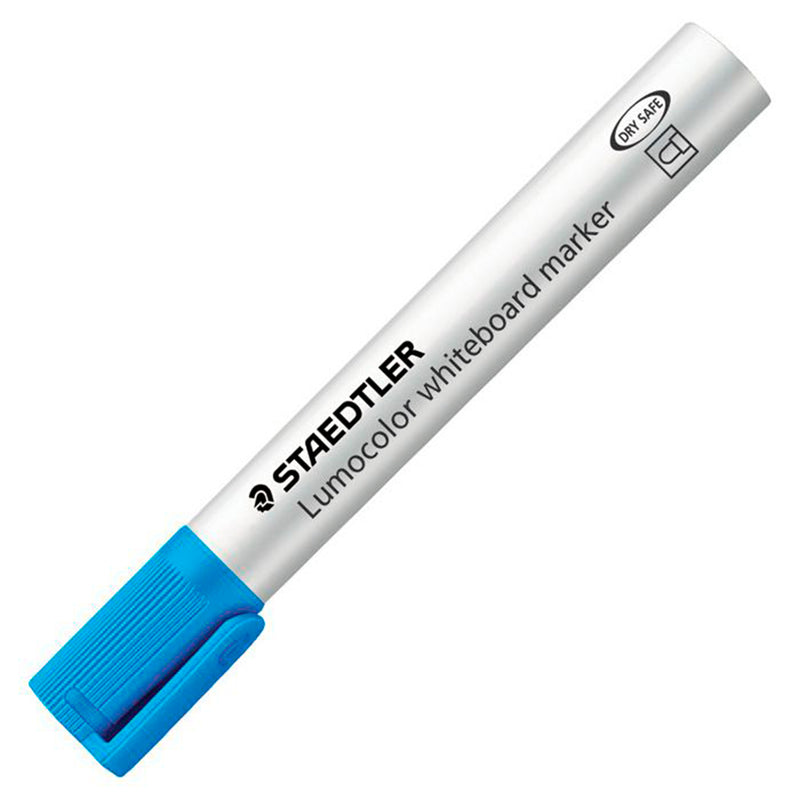 Staedtler Lumocolor 351 Rotulador para Pizarra - Punta Redonda - Trazo 2mm - Capuchon con Clip - Color Azul Claro (10 unidades)