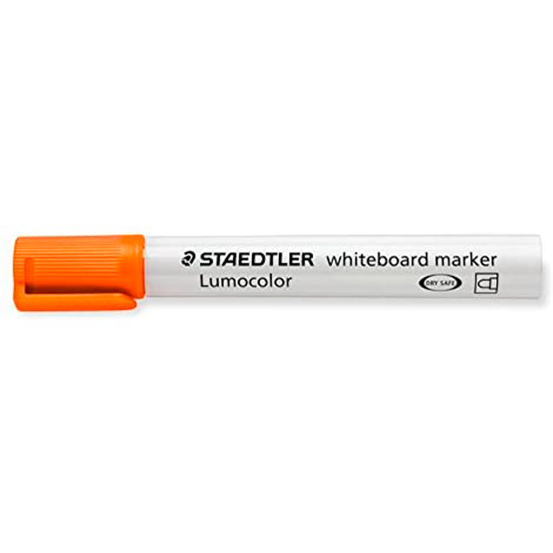 Staedtler Lumocolor 351 Rotulador para Pizarra Blanca - Punta Redonda - Trazo 2mm - Capuchon con Clip - Color Naranja (10 unidades)