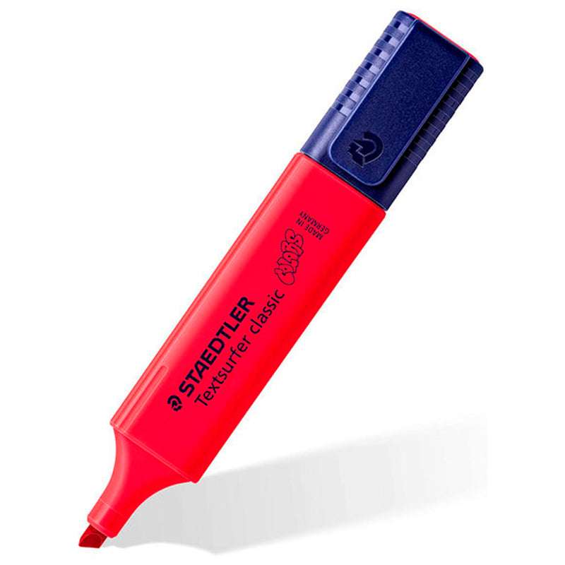 Staedtler Textsurfer Classic 364 Marcador Fluorescente - Punta Biselada - Trazo entre 1 - 5mm - Tinta con Base de Agua - Color Rojo (10 unidades)