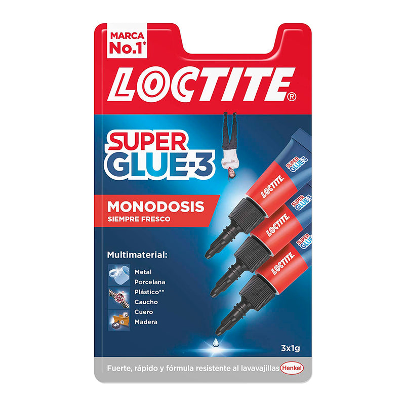 Loctite Pack de 3 Super Glue-3 Mini Trio Original - 1gr - Triple Resistencia - Adhesivo Transparente - Pegado y Fuerza Instantanea - 2229418/2229419/2640065