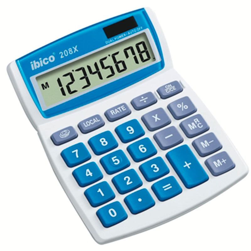 Ibico 208X Calculadora de Escritorio - Teclas Grandes - LCD de 8 dígitos - Funcion de Prorroga