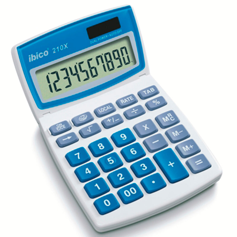 Ibico 210X Calculadora de Sobremesa - Teclas Grandes - LCD de 10 Digitos - Pantalla Inclinable Ajustable