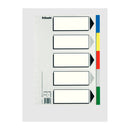 Esselte 613 Bolsa de 5 Separadores de Plastico - 5 Pestañas / 5 Colores - Multitaladro - Formato Folio