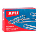 Apli Pack de 100 Clips Niquelados Nº2 32mm